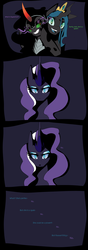 Size: 1000x2831 | Tagged: safe, artist:lollypopa, king sombra, nightmare rarity, queen chrysalis, ask thequeens, g4, comic, queen umbra, rule 63, tumblr