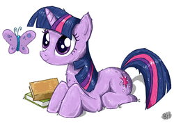Size: 4092x2893 | Tagged: safe, artist:bulletheadpl, twilight sparkle, butterfly, g4, book, female, solo