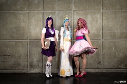 Size: 1200x799 | Tagged: safe, pinkie pie, princess celestia, twilight sparkle, human, g4, cosplay, irl, irl human, photo