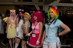 Size: 4056x2704 | Tagged: safe, applejack, fluttershy, pinkie pie, rainbow dash, rarity, human, g4, cosplay, irl, irl human, photo