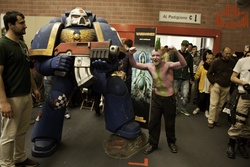 Size: 4272x2848 | Tagged: safe, spike, human, g4, cosplay, irl, irl human, photo, space marine, ultramarine, warhammer (game), warhammer 40k