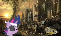 Size: 1023x610 | Tagged: safe, twilight sparkle, g4, fallout, future twilight, twiface, wrong neighborhood