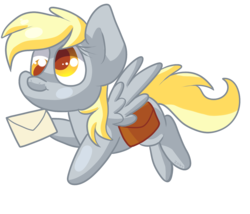 Size: 1400x1200 | Tagged: safe, artist:zoiby, derpy hooves, pegasus, pony, g4, female, mail, mare, saddle bag, simple background, solo, transparent background