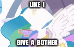 Size: 699x450 | Tagged: safe, artist:mixermike622, edit, edited screencap, screencap, princess celestia, g4, bother, drinking, female, horn, horn impalement, image macro, impact font, magic, pillow, pillow hat, smiling, solo, spread wings, tea, teacup, telekinesis