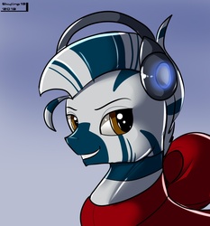 Size: 1272x1366 | Tagged: safe, artist:skyart301, oc, oc only, zebra, headset, solo