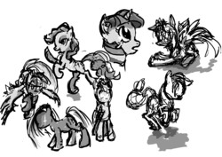 Size: 4961x3508 | Tagged: safe, artist:explonova, applejack, pinkie pie, rainbow dash, twilight sparkle, g4, pinkamena diane pie, sketch