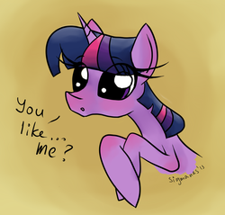 Size: 876x836 | Tagged: safe, artist:sigmanas, twilight sparkle, pony, unicorn, g4, :o, blushing, bronybait, bust, cute, dilated pupils, female, love, portrait, solo, surprised, twiabetes, wide eyes