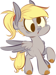 Size: 500x661 | Tagged: safe, artist:tweissie, derpy hooves, pegasus, pony, g4, alternate hairstyle, female, hooves, mare, ponytail, simple background, solo, transparent background
