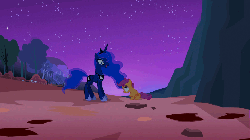 Size: 960x540 | Tagged: safe, screencap, princess luna, scootaloo, pony, g4, sleepless in ponyville, animated, cute, cutealoo, eye contact, female, frown, looking at each other, looking up, night, sad, sitting, stars, talking, wide eyes