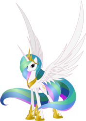 Size: 2803x3951 | Tagged: safe, artist:nemesis360, princess celestia, alicorn, pony, g4, concave belly, crown, ethereal mane, ethereal tail, female, hoof shoes, horn, jewelry, large wings, long horn, long mane, long tail, looking at you, mare, peytral, princess shoes, regalia, simple background, slender, smiling, solo, spread wings, standing, tail, thin, transparent background, windswept mane, windswept tail, wings