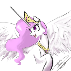 Size: 1000x1000 | Tagged: safe, artist:leasmile, princess celestia, g4, female, pink-mane celestia, solo, younger