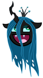 Size: 557x1000 | Tagged: dead source, safe, artist:zantyarz, queen chrysalis, changeling, changeling queen, g4, awesome face, female, meme, simple background, solo, transparent background