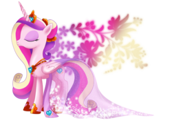 Size: 2100x1494 | Tagged: safe, artist:tiffanymarsou, princess cadance, alicorn, pony, g4, clothes, concave belly, dress, eyes closed, eyeshadow, female, hoof shoes, makeup, mare, peytral, princess shoes, see-through, simple background, slender, solo, standing, thin, transparent background