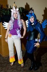 Size: 2848x4288 | Tagged: safe, princess celestia, princess luna, human, g4, cosplay, irl, irl human, photo