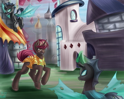 Size: 2500x2000 | Tagged: safe, artist:krololo, oc, oc only, changeling, pony, unicorn, canterlot