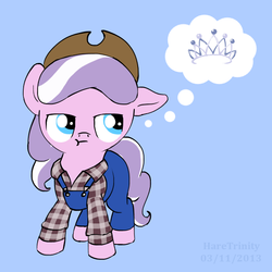 Size: 600x600 | Tagged: safe, artist:haretrinity, diamond tiara, g4, clothes, costume, farmer, female, nightmare night, solo