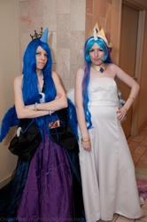 Size: 2848x4288 | Tagged: safe, princess celestia, princess luna, human, g4, cosplay, irl, irl human, photo