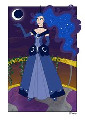 Size: 3084x4365 | Tagged: safe, artist:kaynime, princess luna, human, g4, female, humanized, moon, solo