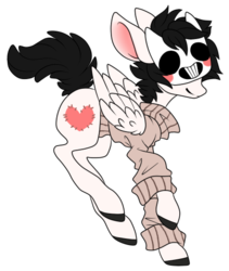 Size: 457x541 | Tagged: safe, artist:aspenglowe, artist:dreamyleaf, pegasus, pony, 2013, full body, mask, off, ponified, simple background, solo, transparent background, zacharie