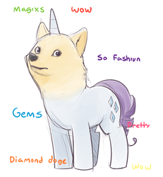 Size: 800x864 | Tagged: safe, artist:cobaltsnow, rarity, g4, doge, meme, ponydoge, shibe, such fabulous, wow