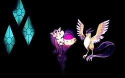 Size: 1920x1200 | Tagged: safe, artist:deviliha4, princess platinum, rarity, articuno, g4, crossover, heart pony, pokémon, sleeping, wallpaper