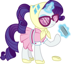 Size: 9000x8115 | Tagged: dead source, safe, artist:claritea, rarity, pony, unicorn, g4, sleepless in ponyville, absurd resolution, camping outfit, clothes, dress, female, glasses, magic, mare, simple background, solo, sunglasses, transparent background, vector