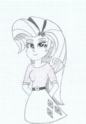 Size: 748x1067 | Tagged: safe, artist:jakubw25, rarity, equestria girls, g4, female, monochrome, solo