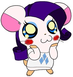 Size: 839x877 | Tagged: safe, artist:kikketta1992, rarity, hamster, g4, blushing, crossover, female, hamtaro, solo, species swap