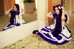 Size: 2000x1333 | Tagged: safe, artist:antiquity-dreams, rarity, human, g4, clothes, cosplay, dress, irl, irl human, mirror, photo