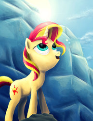 Size: 785x1017 | Tagged: safe, artist:fox-moonglow, sunset shimmer, pony, unicorn, g4, crystal empire, female, freedom, solo