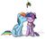 Size: 1000x876 | Tagged: safe, artist:geneticanomaly, rainbow dash, twilight sparkle, pegasus, pony, unicorn, g4, blushing, cheek kiss, clothes, duo, female, heart, holly, holly mistaken for mistletoe, kissing, lesbian, mare, scarf, ship:twidash, shipping, tumblr, unicorn twilight