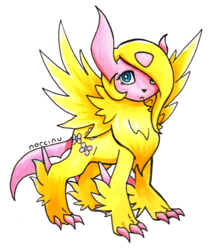 Size: 1041x1239 | Tagged: safe, artist:norcinu, fluttershy, absol, g4, colored claws, crossover, female, mega absol, mega evolution, pokefied, pokémon, solo, species swap, wings