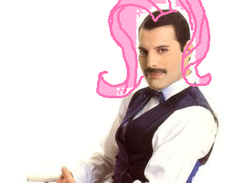 Size: 410x300 | Tagged: safe, fluttershy, human, g4, 1000 hours in ms paint, freddie mercury, irl, irl human, mane, ms paint, photo, solo, wat