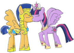 Size: 1440x1045 | Tagged: safe, artist:jrapcdaikari, flash sentry, twilight sparkle, alicorn, pegasus, pony, g4, female, male, mare, ship:flashlight, shipping, simple background, stallion, transparent background, twilight sparkle (alicorn)