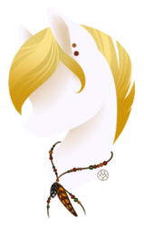 Size: 175x276 | Tagged: safe, artist:haventide, oc, oc only, pony, bust, earring, female, mare, owl chronicle, silhouette, solo
