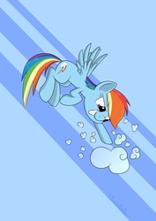 Size: 1984x2806 | Tagged: safe, artist:grendeleev, rainbow dash, g4, cloud, female, punch, solo