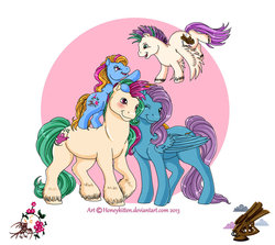 Size: 947x843 | Tagged: safe, artist:honeykitten, oc, oc only, earth pony, pegasus, pony, g1