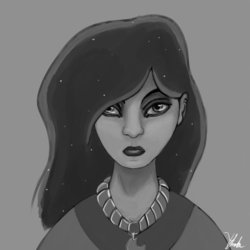 Size: 894x894 | Tagged: safe, artist:xenstroke, princess luna, human, g4, female, grayscale, humanized, monochrome, portrait, solo, stern