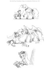 Size: 903x1280 | Tagged: safe, artist:baron engel, apple bloom, princess luna, g4, grayscale, monochrome, pencil drawing, traditional art