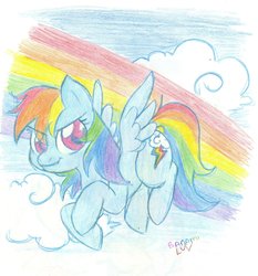 Size: 862x926 | Tagged: safe, artist:banami-luv, rainbow dash, g4, female, solo, traditional art