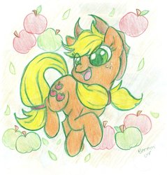 Size: 873x915 | Tagged: safe, artist:banami-luv, applejack, g4, female, solo, traditional art