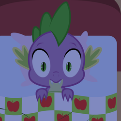 Size: 720x720 | Tagged: safe, artist:somepony, spike, g4, asksparklesanddashie, bed, male, solo