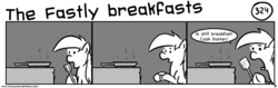 Size: 1280x404 | Tagged: safe, artist:tetrapony, derpy hooves, pegasus, pony, comic:the daily derp, g4, comic, female, mare, monochrome, the fastly breakfasts