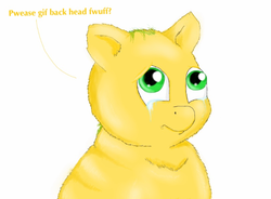 Size: 811x597 | Tagged: safe, artist:waggytail, fluffy pony, crying, shaved head, shaved mane, solo