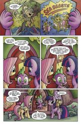 Size: 649x1000 | Tagged: safe, artist:agnes garbowska, idw, official comic, spike, twilight sparkle, dragon, owl, pegasus, pony, rabbit, unicorn, g4, micro-series #9, my little pony micro-series, spoiler:comic, animal, comic, female, idw advertisement, male, mare, preview, sea beasts, sea monkeys, speech bubble, unicorn twilight