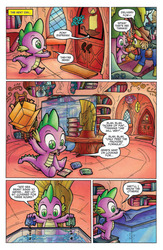 Size: 777x1195 | Tagged: safe, artist:agnes garbowska, idw, official comic, spike, dragon, earth pony, pony, g4, micro-series #9, my little pony micro-series, spoiler:comic, comic, idw advertisement, mailpony, male, pony express, preview, sea beasts, sea monkeys, speech bubble, stallion