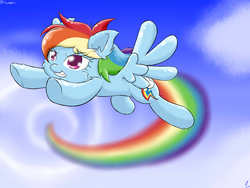 Size: 3200x2400 | Tagged: safe, artist:harthric, rainbow dash, g4, female, flying, solo