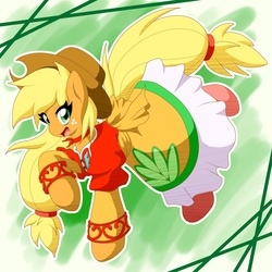 Size: 1000x1000 | Tagged: safe, artist:ragurimo, applejack, earth pony, pony, g4, clothes, crossover, dress, farah oersted, female, pixiv, solo, tales of eternia, tales of series