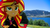 Size: 3840x2160 | Tagged: safe, artist:bastbrushie, sunset shimmer, equestria girls, g4, my little pony equestria girls, blue sky, clothes, crossed arms, cutie mark on clothes, equestria girls in real life, female, france, grin, irl, jacket, mountain, photo, ponies in real life, smiling, solo, town, tree, vector