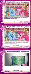 Size: 625x1494 | Tagged: safe, artist:angelthecatgirl, pinkie pie, rainbow dash, oc, oc:dj acid, earth pony, pegasus, pony, g4, comic, female, imminent anal vore, imminent vore, implied anal vore, magical moments storybook, mare